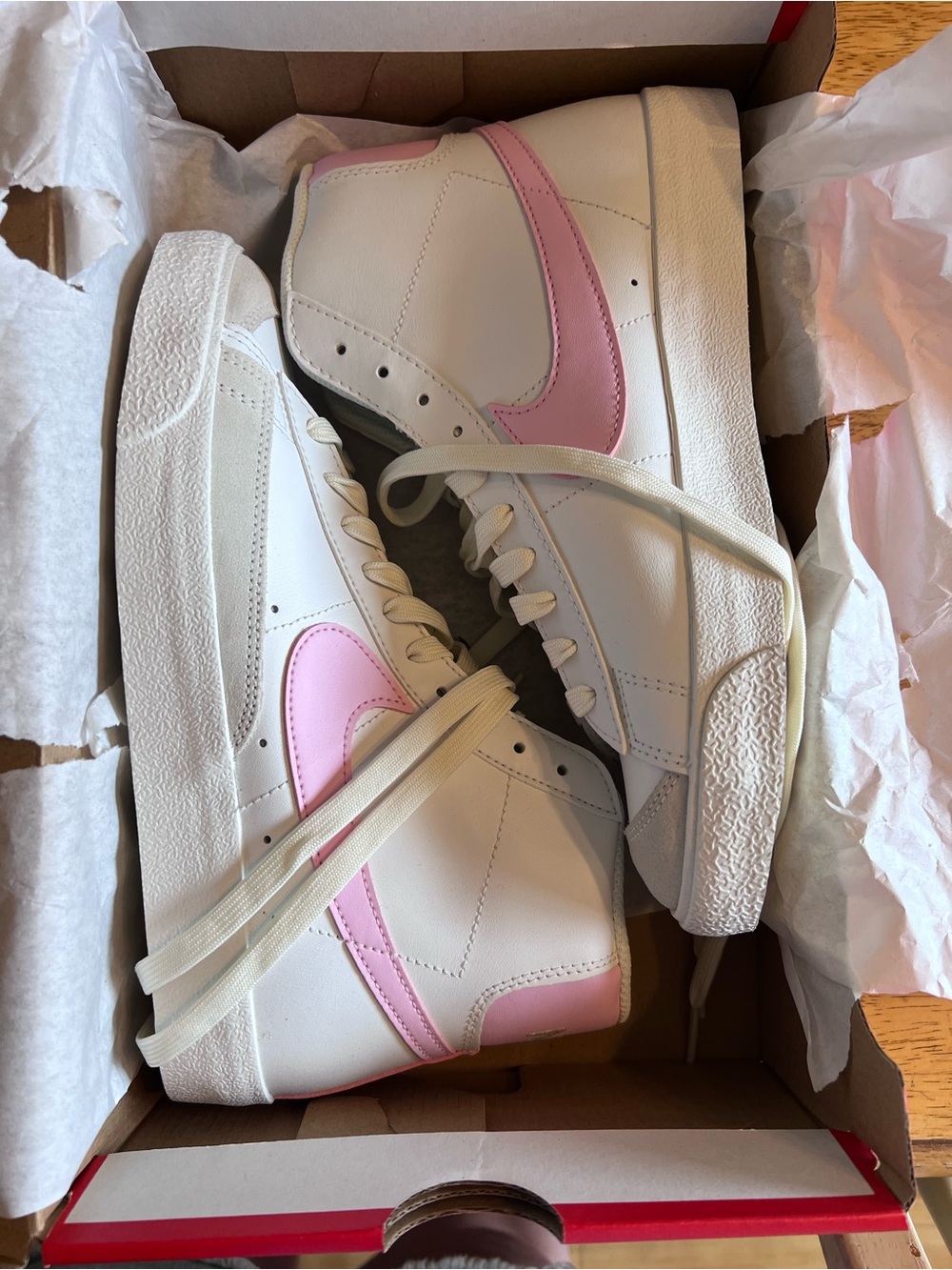 Nike Kids White & Pink High-Top Blazers